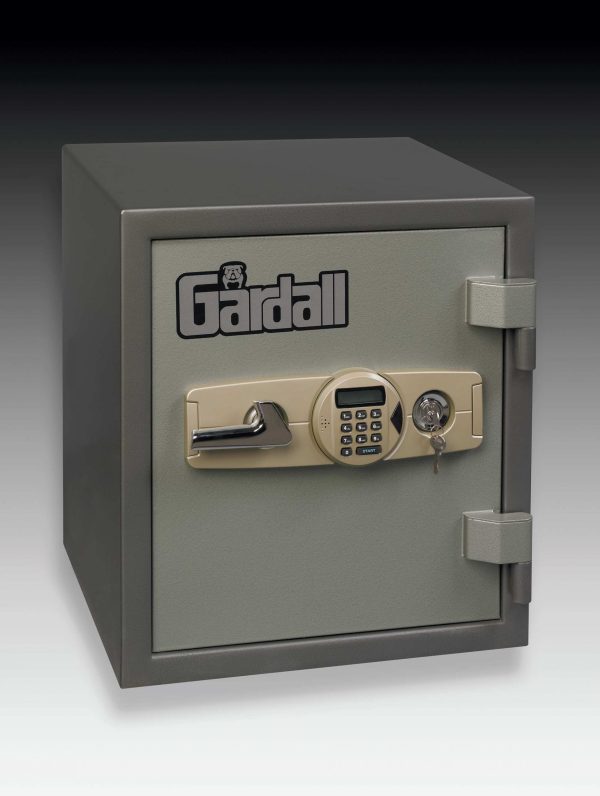 Closed front view of a fire rated data media safe