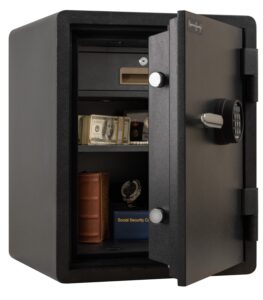 AMSEC FS1814E5 One-Hour Fireproof Home Security Safe open props