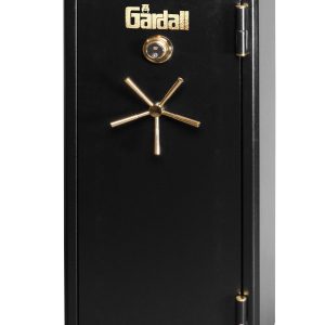 Front view of a closed large size fire lined burglar gun safe