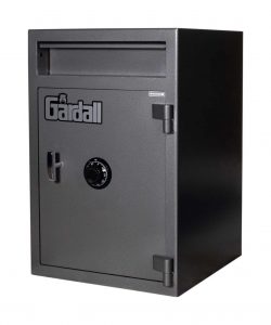 Closed front view of a b-rated wide-body depository safe
