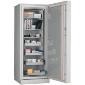 FireKing DS6431-2 Two Hour Data Media Safe full open door with compartment and props